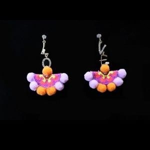 Hmong pompom fashion earring